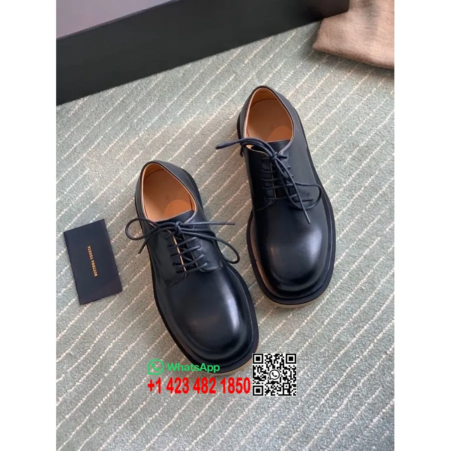 Koleksi Bottega Veneta Lace Up Loafer Calfskin Leather Musim Gugur/dingin 2020, Hitam