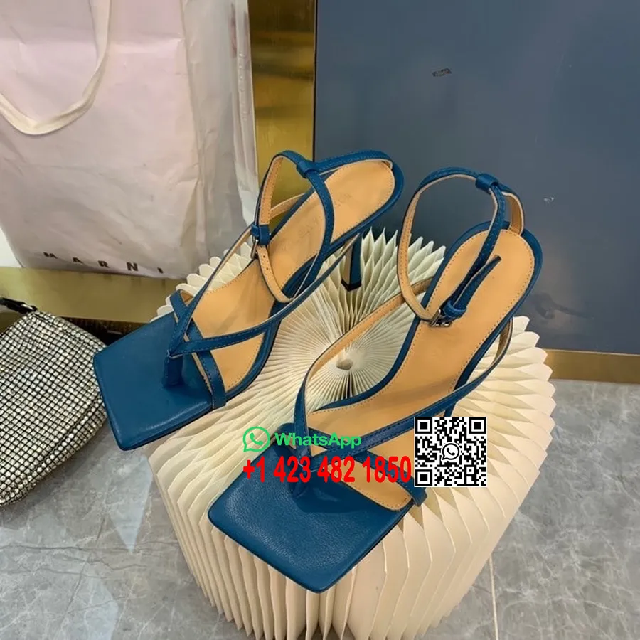 Sandalias Bottega Veneta Elásticas Tacón 9cm Piel De Cordero Colección Primavera/verano 2020, Azul Marino