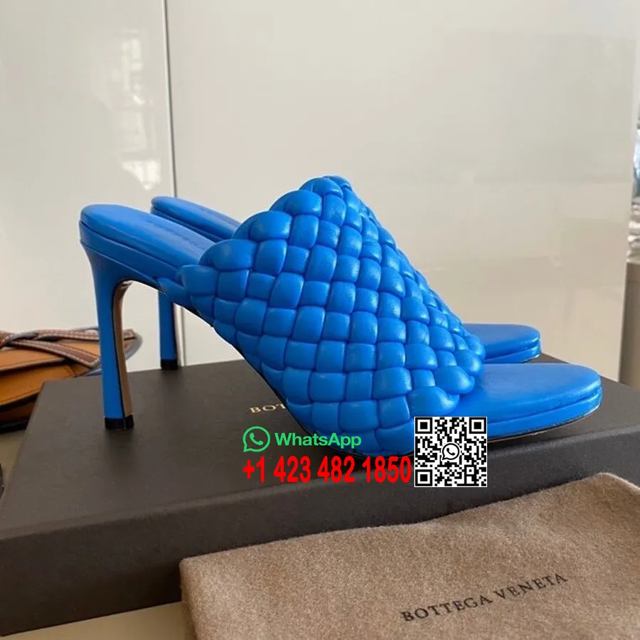 Bottega Veneta Curve Mules 9,5 Cm Podpätok Jahňacia Koža Kolekcia Jar/leto 2020, Elektrická Modrá