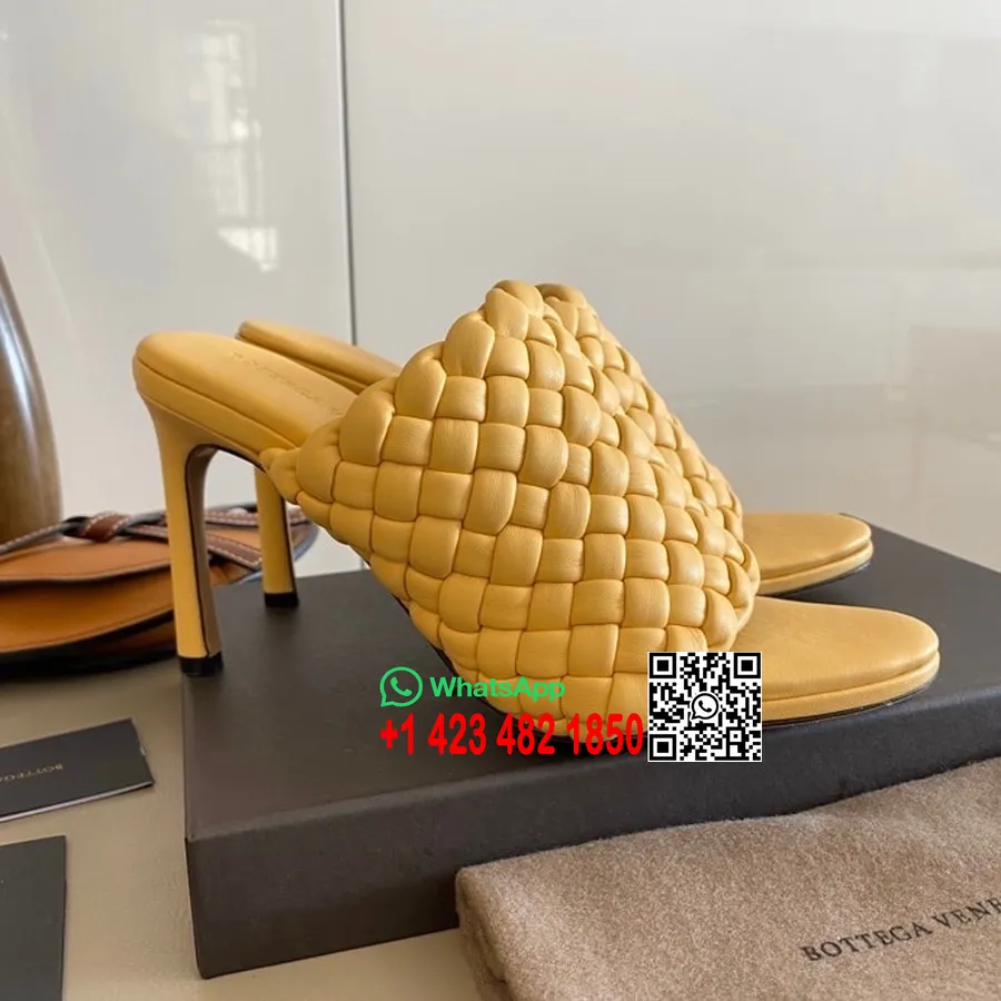 Bottega Veneta Curve Mules 9,5 Cm Podpätok Jahňacia Koža Kolekcia Jar/leto 2020, šafran