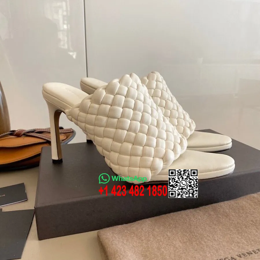 Bottega Veneta Curve Mules 9,5 Cm Podpätok Jahňacia Koža Kolekcia Jar/leto 2020, Biela