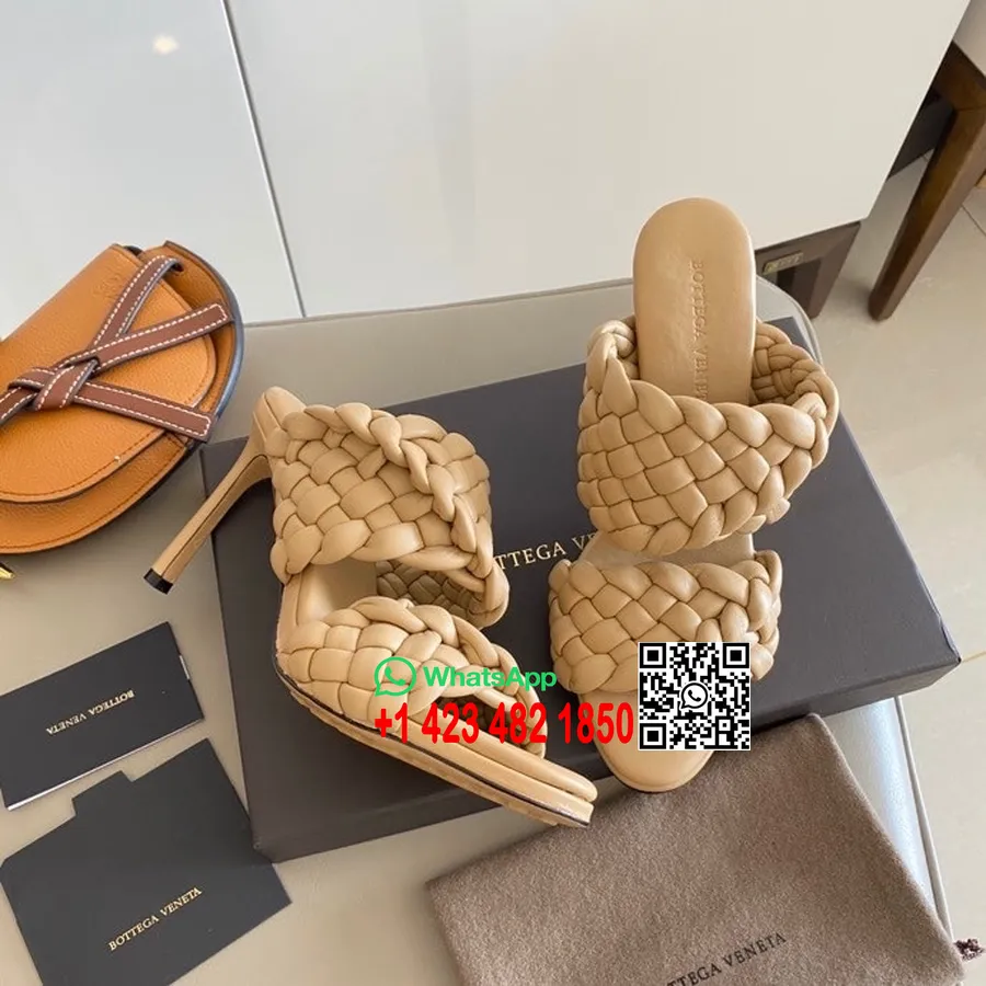 Sandále Bottega Veneta Zakrivené 9,5 Cm Podpätok Z Jahňacej Kože Kolekcia Jar/leto 2020, Béžová