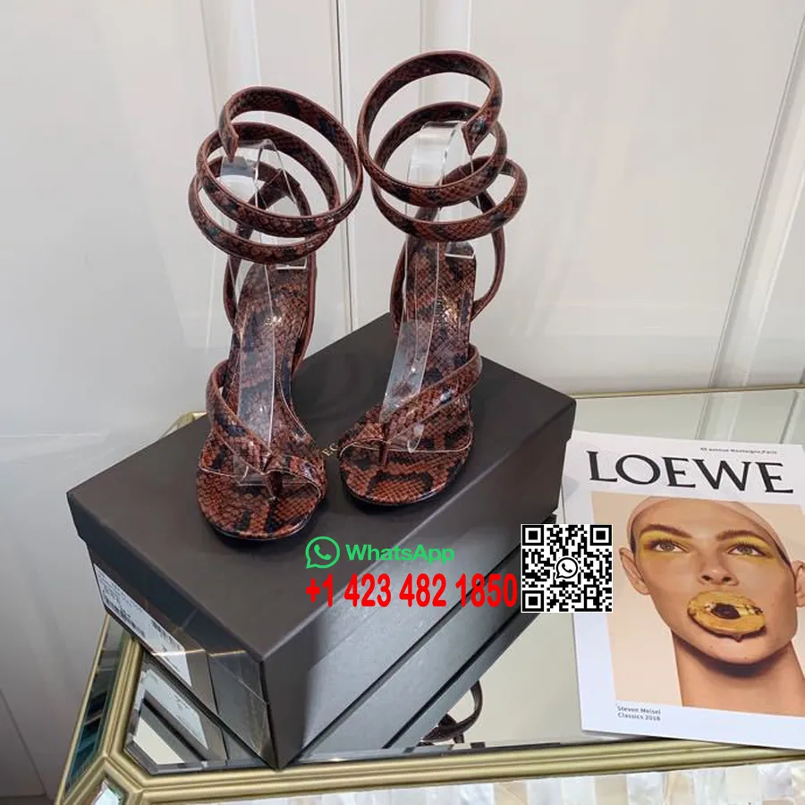 Bottega Veneta Spiral-Sandalen, 80 Mm, Kalbsleder Mit Python-Print, Frühjahr/Sommer-Kollektion 2020, Burgunderrot