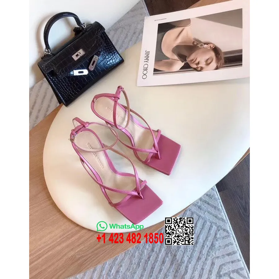 Bottega Veneta Sandália Tanga Bico Quadrado Couro De Cordeiro Coleção Primavera/verão 2020, Rosa