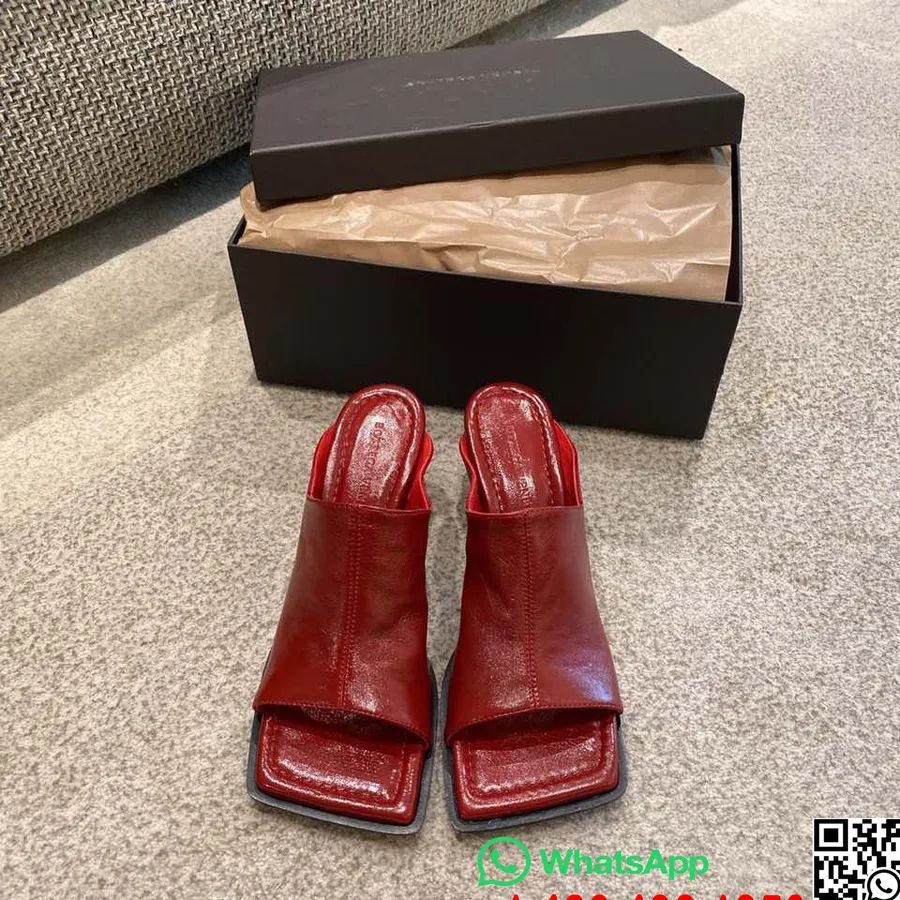 Koleksi Bottega Veneta Square Toe Mules Kulit Anak Sapi Musim Gugur/dingin 2019, Merah Anggur