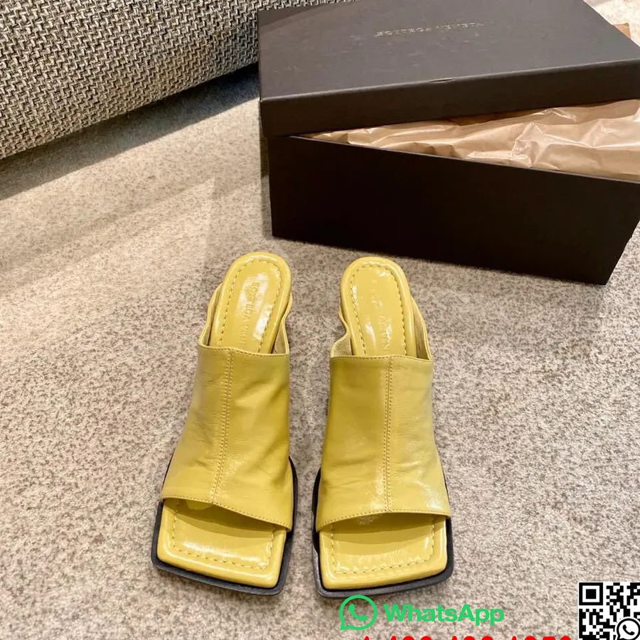 Koleksi Bottega Veneta Square Toe Mules Kulit Anak Sapi Musim Gugur/dingin 2019, Kuning