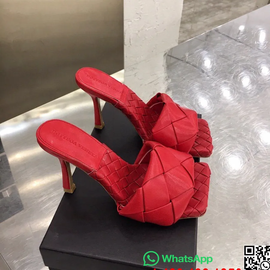 Bottega Veneta Lido Tocuri Plat Cu Toc Din Piele De Miel Colectia Primavara/vara 2020, Rosu