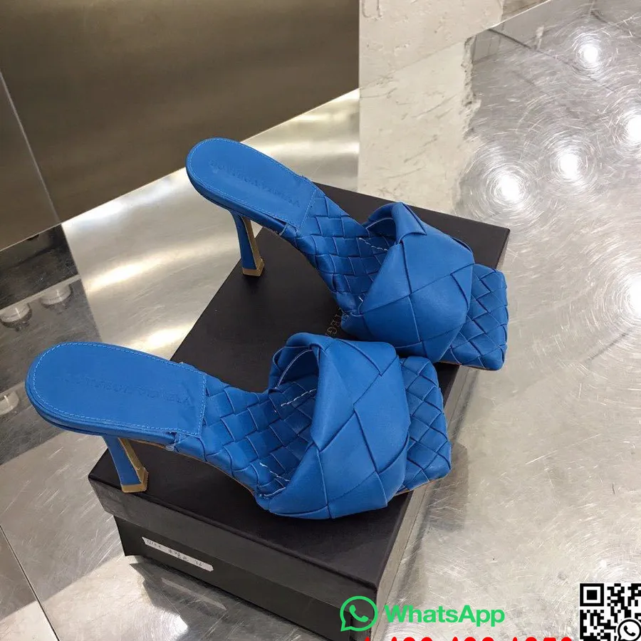 Bottega Veneta Lido Tocuri Plat Cu Toc Patrat Piele De Miel Colectia Primavara/vara 2020, Albastru Inchis