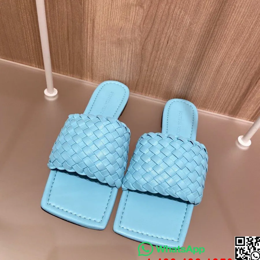 Bottega Veneta Sandalias Intrecciato Con Punta Cuadrada Piel De Cordero Colección Otoño/invierno 2019, Azul