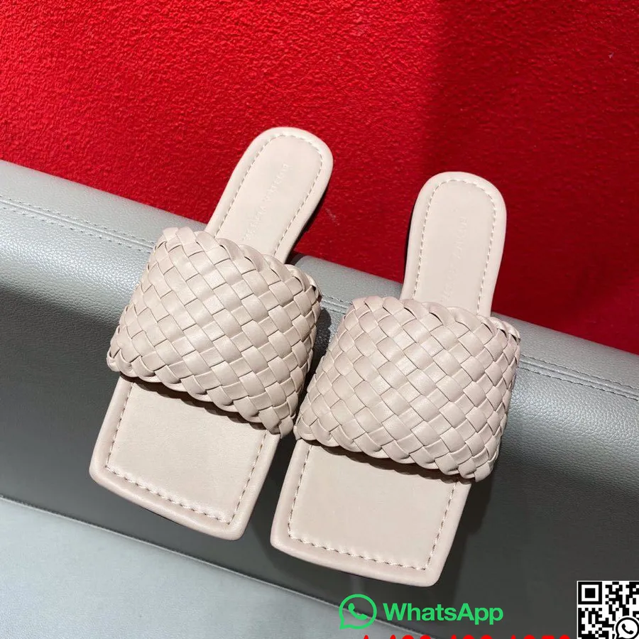 Bottega Veneta Intrecciato Sandal Kaki Persegi Koleksi Musim Gugur/dingin Kulit Domba 2019, Blush On