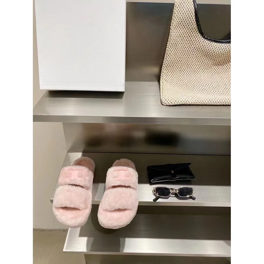 Celine Fur Slippers Sandals Fall/Winter 2021 Collection, Light Pink