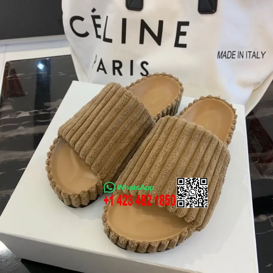 Celine Ribbed Sandals Suede/Calfskin Leather Summer/Summer 2020 Collection, Brown