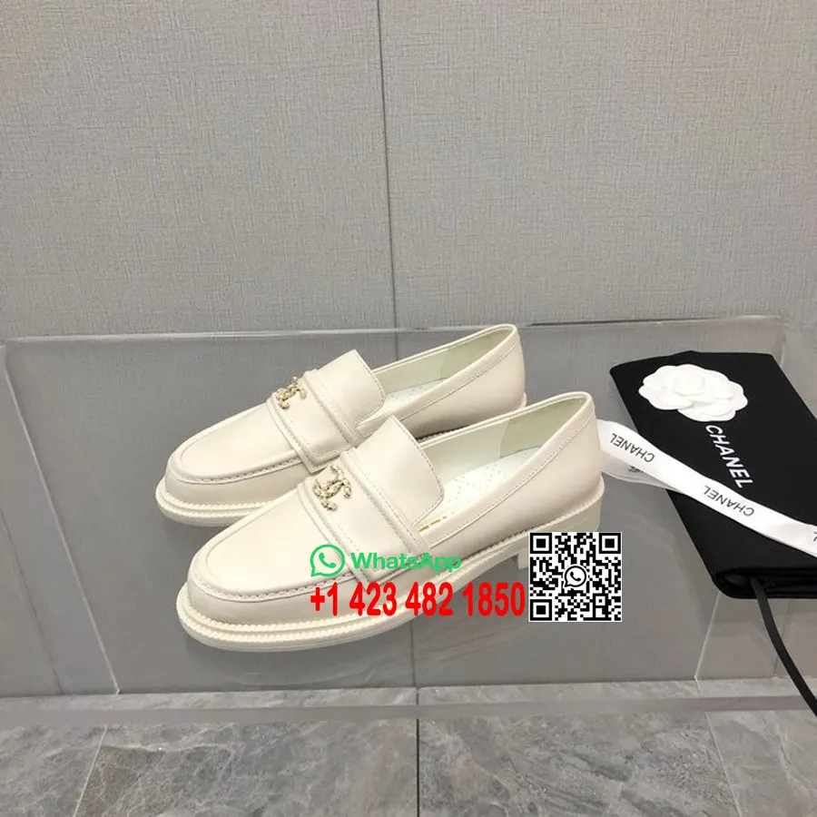 Chanel CC Logo Loafers Lambskin Leather Spring/Summer 2022 Collection, White