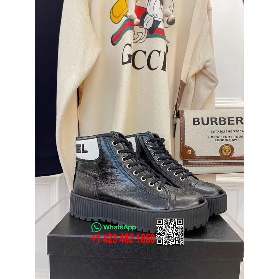 Chanel Time Schnür-Hi-Top-Sneaker Aus Kalbsleder, Frühjahr/sommer-kollektion 2022, Schwarz