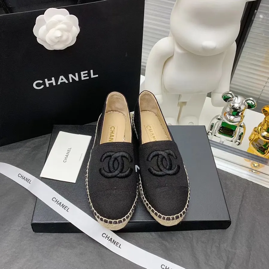 Espadrile Chanel Panza/piele De Miel Colectia Toamna/iarna 2021, Negru