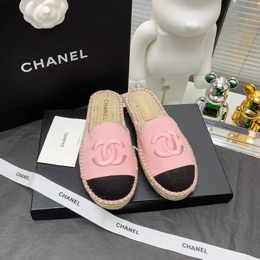 Chanel Espadrille Mule Panza/piele De Miel Colectia Toamna/iarna 2021, Roz