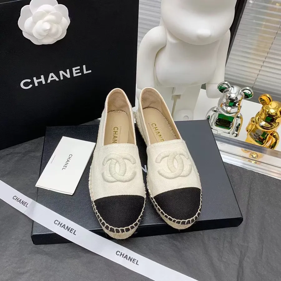 Espadrile Chanel Panza/piele De Miel Colectia Toamna/iarna 2021, Alb