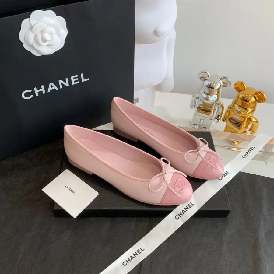 Chanel Ballerina Flats Vasikanahast Nahast Sügis/talv 2021 Kollektsioon, Roosa