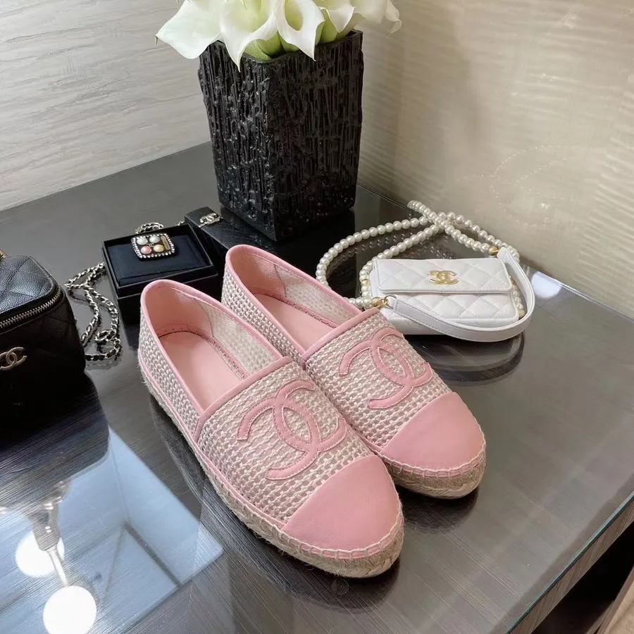 Chanel Perforētas Espadrilles Jērādas 2021. Gada Rudens/ziemas Kolekcija, Gaiši Rozā