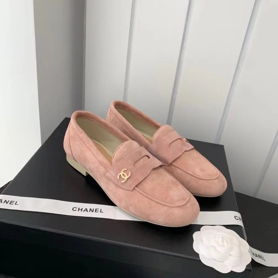 Chanel Casual Loafer Flats Mokka/vasikanahka Syksy/talvi 2021 Kokoelma, Vaaleanpunainen