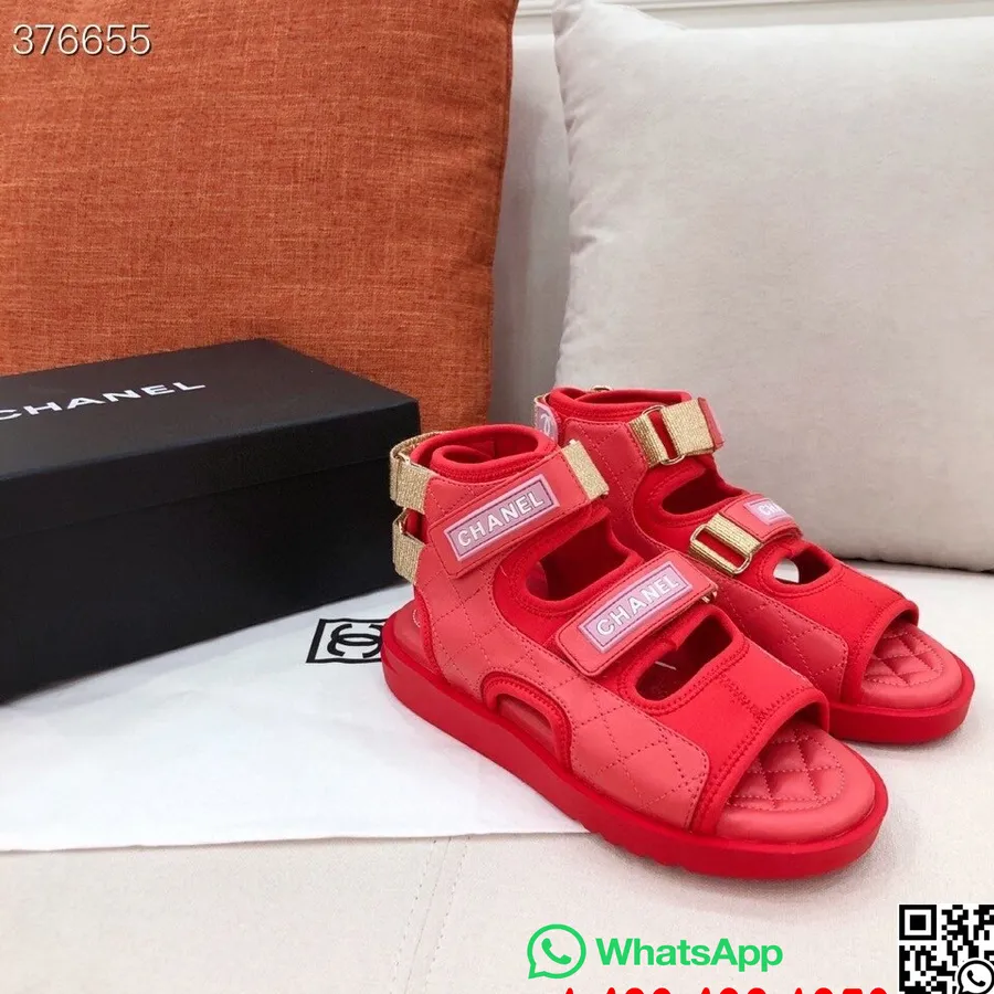 Chanel Gladiatorsandalen Met Klittenband Lamsleer Collectie Lente/zomer 2021, Rood