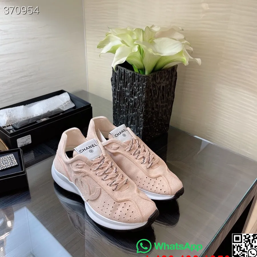 Chanel Trainer Sneakers Mocka/lammskinn Vår/sommar 2021 Kollektion, Rouge Rosa