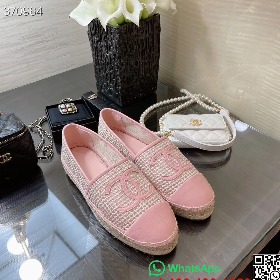 Chanel Rattan Espadrilles Lammleder Frühjahr/sommer 2021 Kollektion, Hellrosa