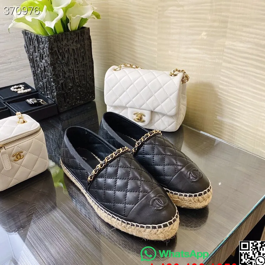 Chanel Gesteppte Espadrilles Lammleder Frühjahr/sommer 2021 Kollektion, Schwarz