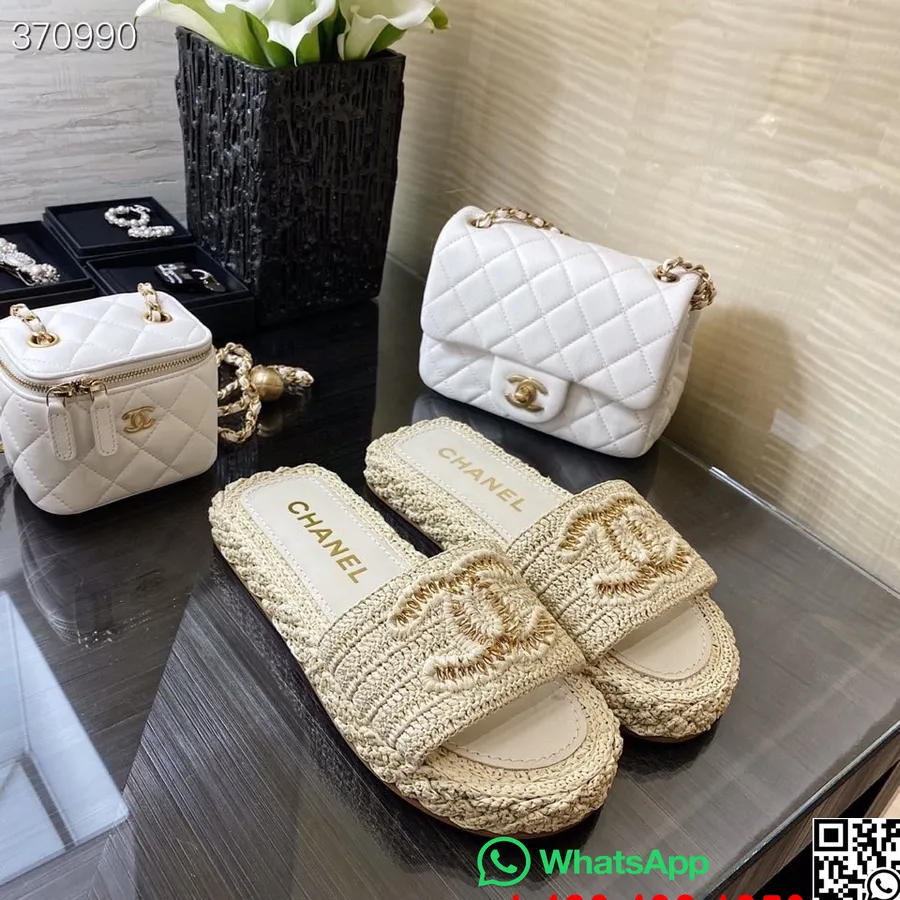 Chanel Braided Woven Rattan Sandals Lambskin Leather Spring/Summer 2021 Collection, Beige