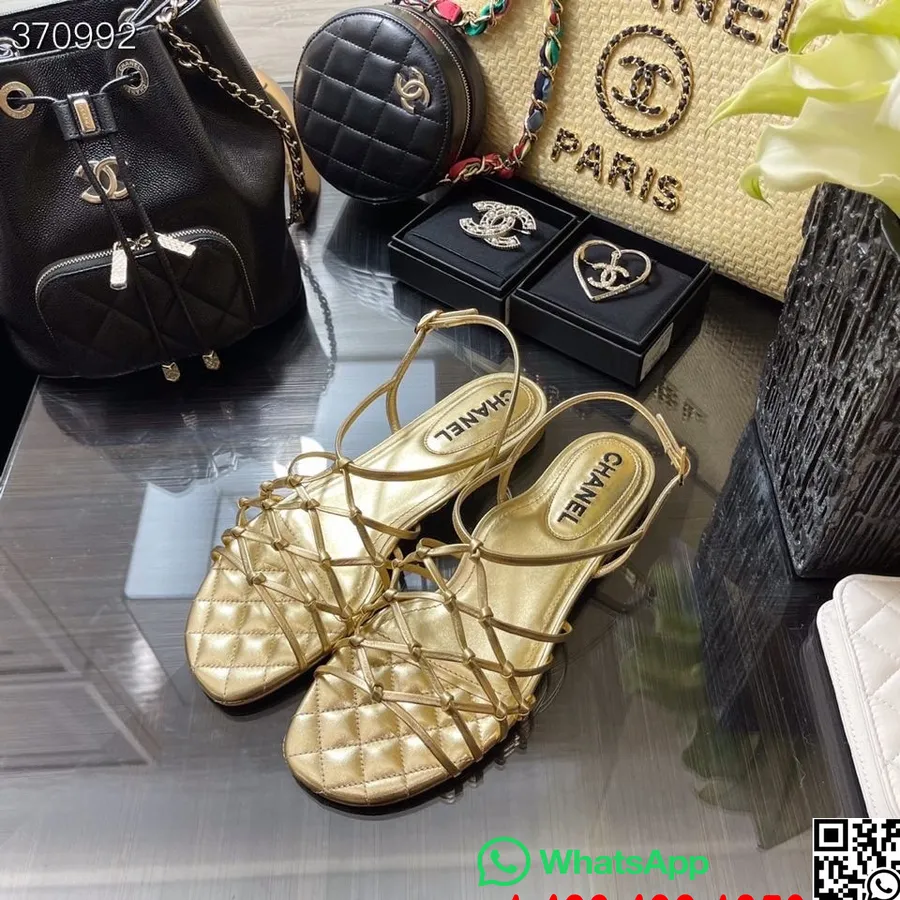 Sandalias Chanel Con Tiras Piel De Cordero Colección Primavera/verano 2021, Dorado