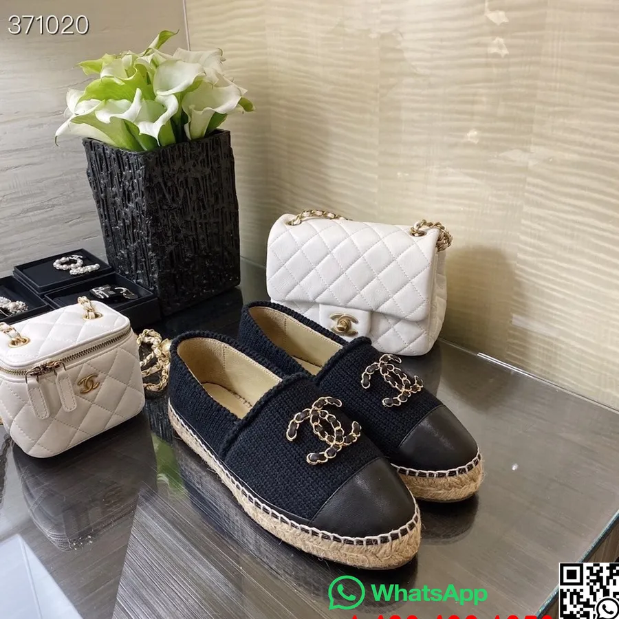 Chanel Wollen Gebreide Espadrilles Lamsleer Lente/zomercollectie 2021, Zwart