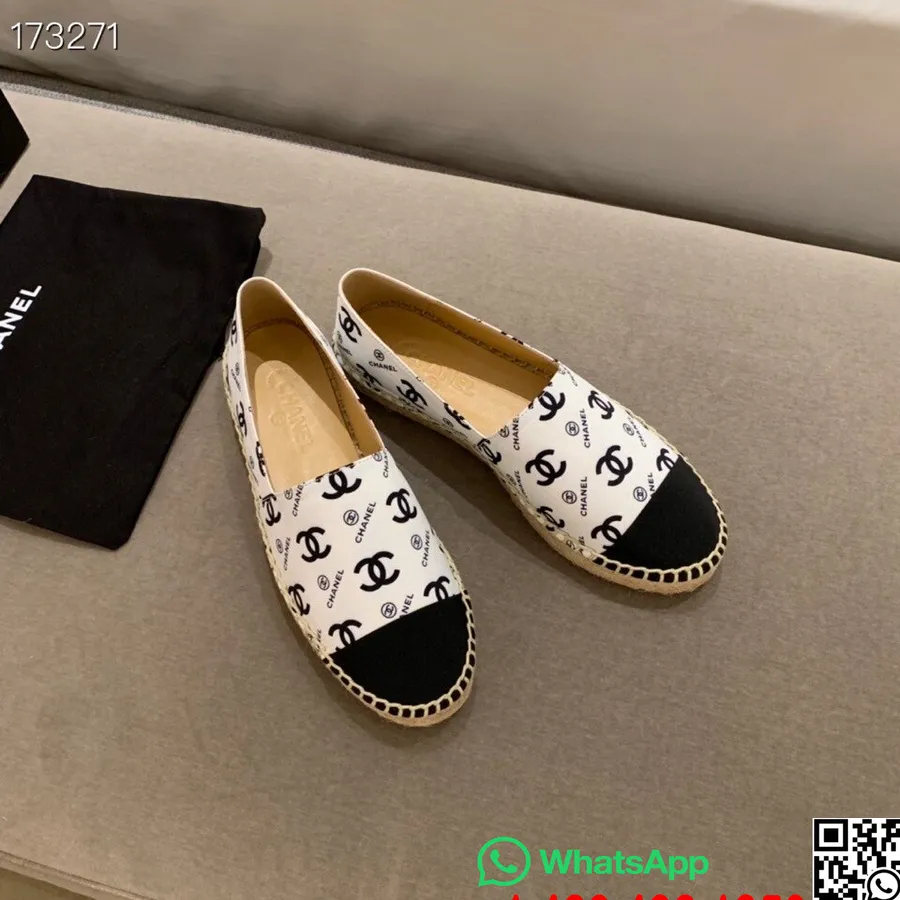 Chanel Cc Logo Espadryle Skóra Jagnieca Kolekcja Wiosna/lato 2021, Biały/czarny