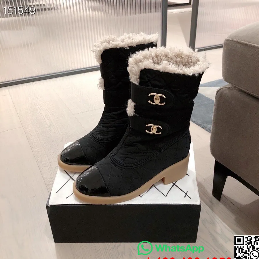 Chanel-Stiefel Aus Technischem Shearling-Fell, Herbst/Winter-Kollektion 2020, Schwarz