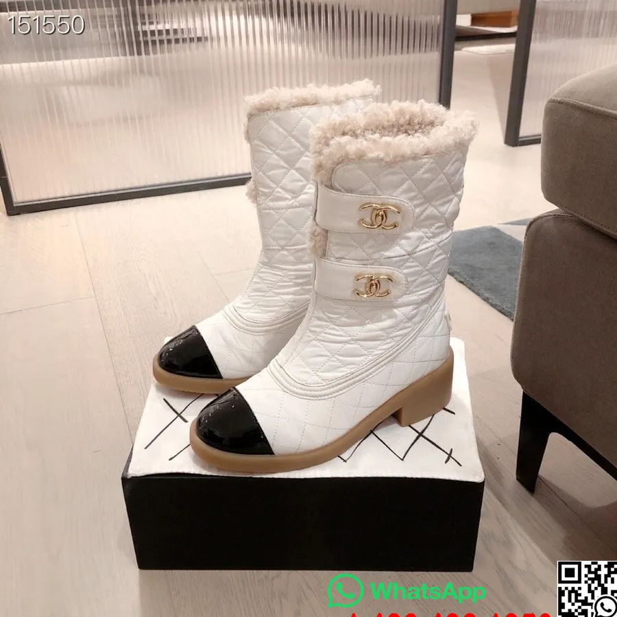 Chanel-Stiefel Aus Technischem Shearling-Fell, Herbst-/Winterkollektion 2020, Weiß