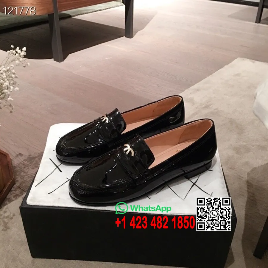 Chanel Loafers Lakovaná Teľacia Koža Kolekcia Jeseň/zima 2020, čierna