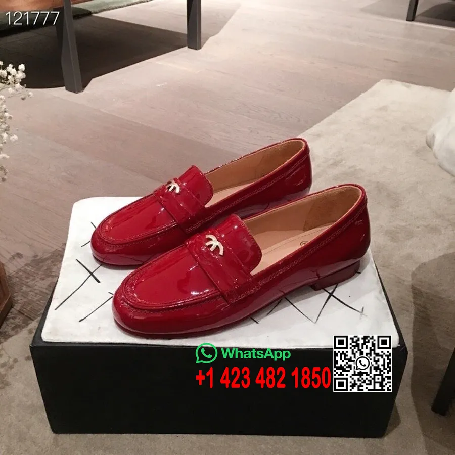 Chanel Loafers Lakovaná Teľacia Koža Kolekcia Jeseň/zima 2020, červená