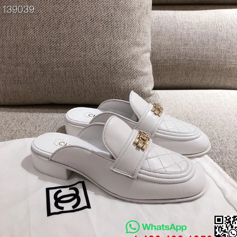 Chanel Leboy Mules Couro De Bezerro Coleção Outono / Inverno 2020, Branco