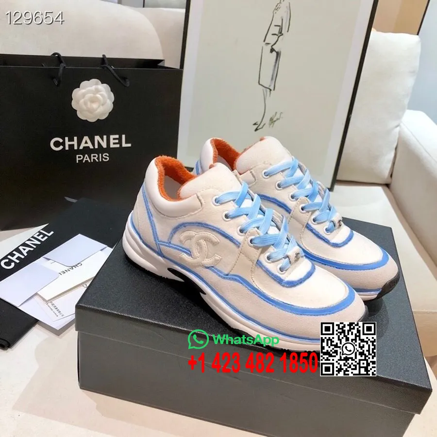 Tênis Chanel Trainer Pele De Cordeiro E Couro Camurça Coleção Outono / Inverno 2020, Branco / Multicolorido