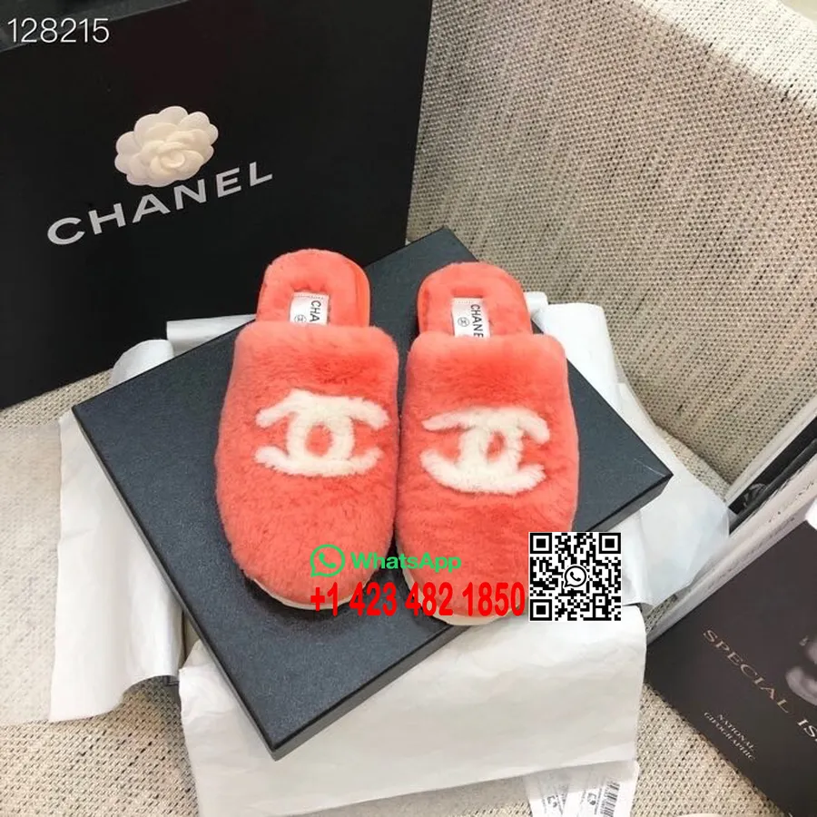 Chinelos De Pele Chanel Cc Coleção Outono / Inverno 2020, Laranja