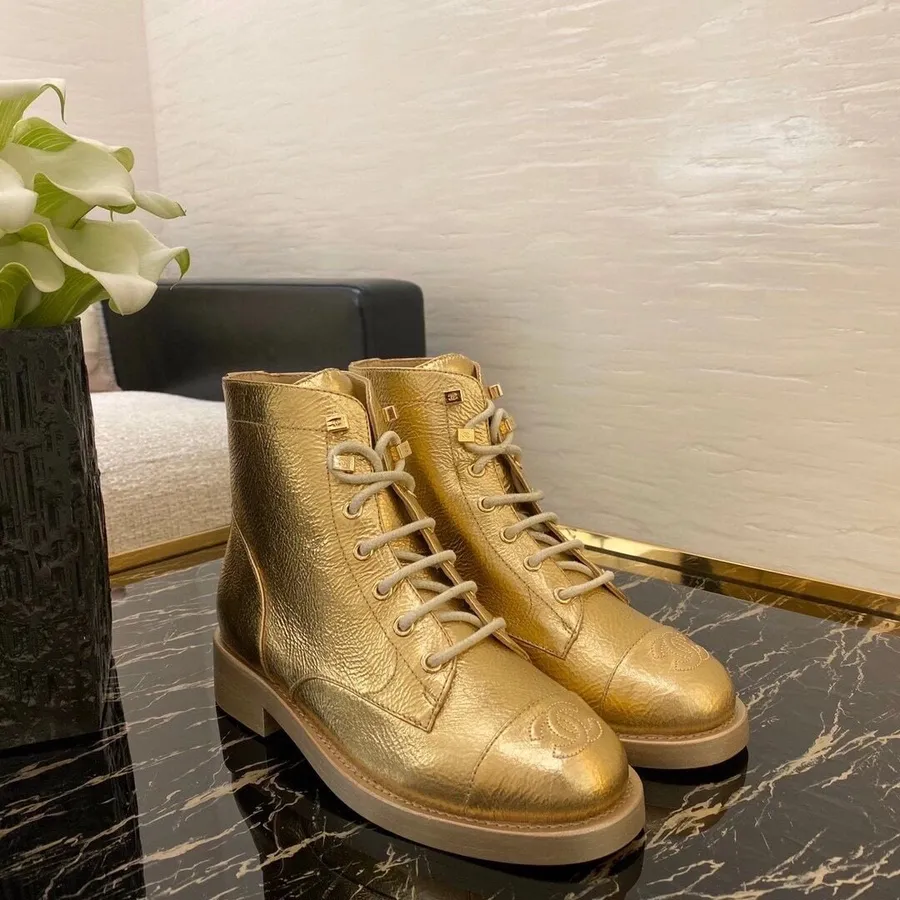 Chanel-Stiefeletten Aus Kalbsleder, Herbst-/Winterkollektion 2020, Gold