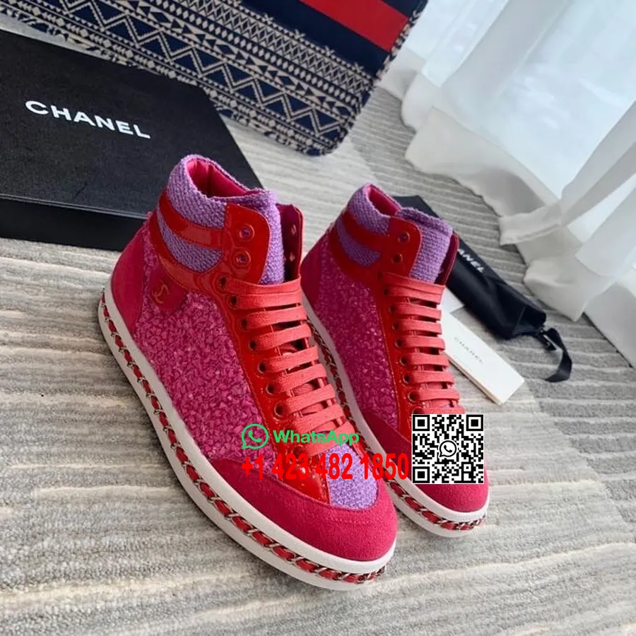 Chanel Hi-Top Trainer Sneakers Lambskin & Suede Leather Spring/Summer 2020  Collection, Hot Pink