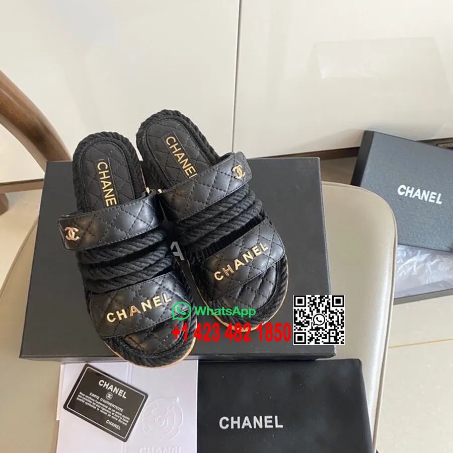 Chanel Velcro Rope Strappy Mules, δέρμα μοσχαριού συλλογή άνοιξη/καλοκαίρι 2020, μαύρο