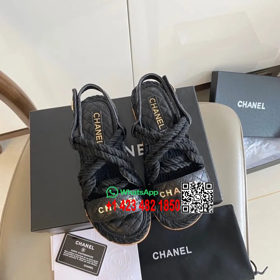 Chanel Riemchensandalen Mit Klettverschluss Aus Kalbsleder, Frühjahr/sommer-kollektion 2020, Schwarz