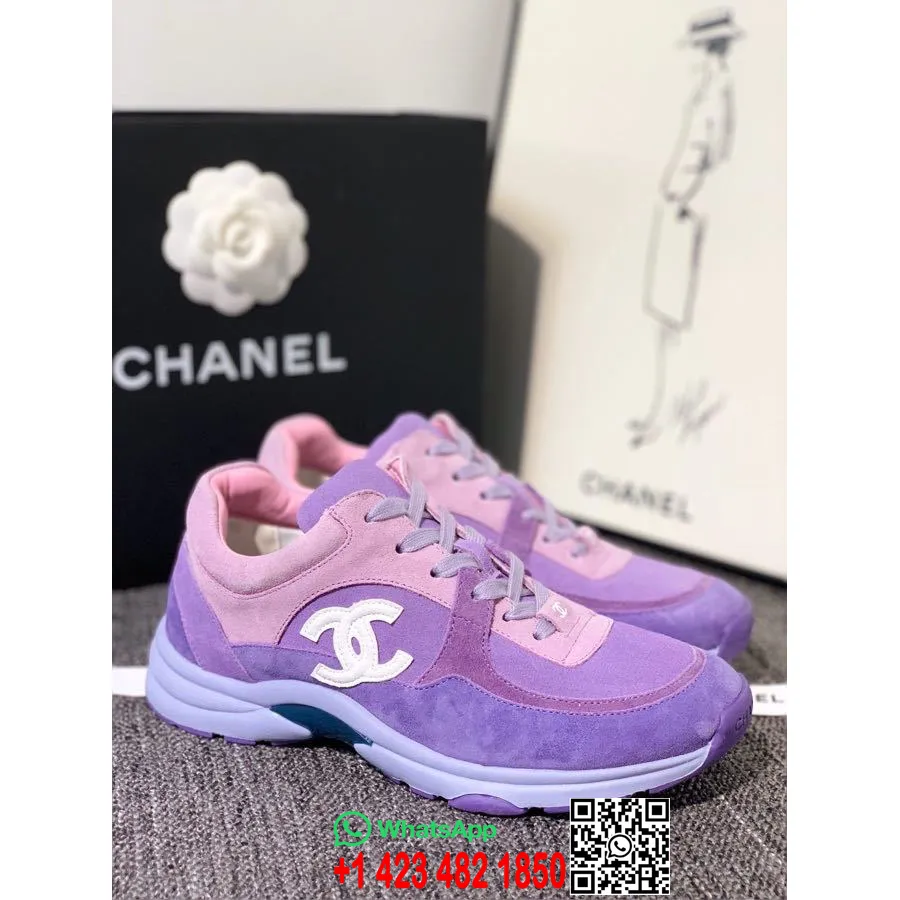 Sneakers Chanel Trainer In Nylon Pelle Di Agnello E Pelle Scamosciata Collezione Primavera/estate 2020, Viola