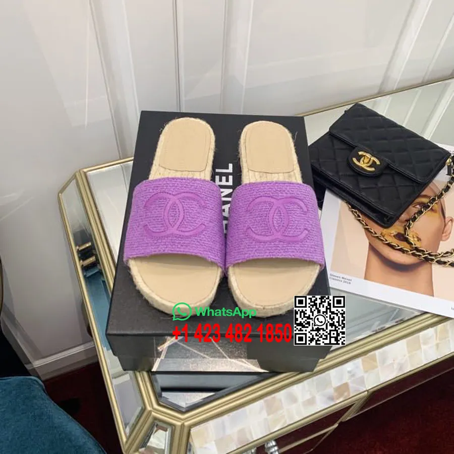 Chanel Cc Espadrille Sandaalit Tweed/vasikanahka Kevät/kesä 2020 Mallisto, Violetti