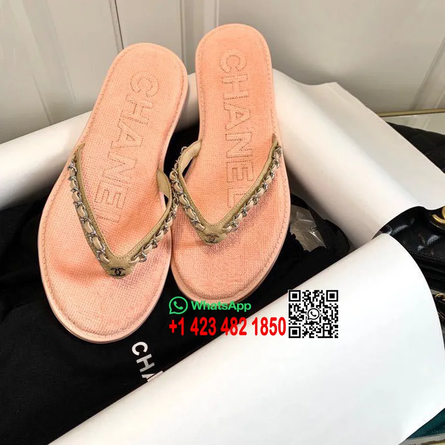 Sandales Chanel Denim En Chaîne Tissée En Pvc Collection Printemps/été 2020, Rose Clair