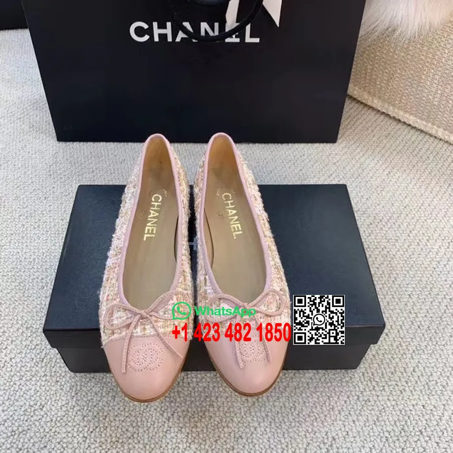 Chanel Ballerina Flats Tweed & Grosgrain Vasikanahast Kevad/suvi 2020 Kollektsioon, Heleroosa