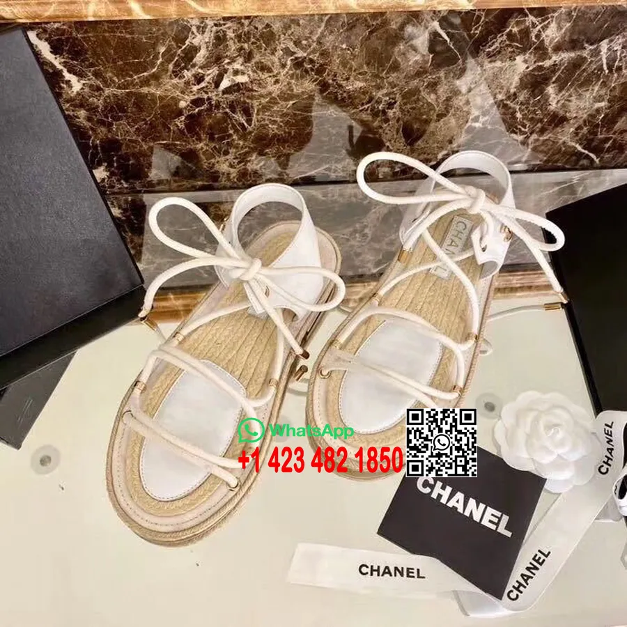 Chanel Pántos Kötél Espadrill Szandál 2020 Tavaszi/nyári Kollekció, Fehér