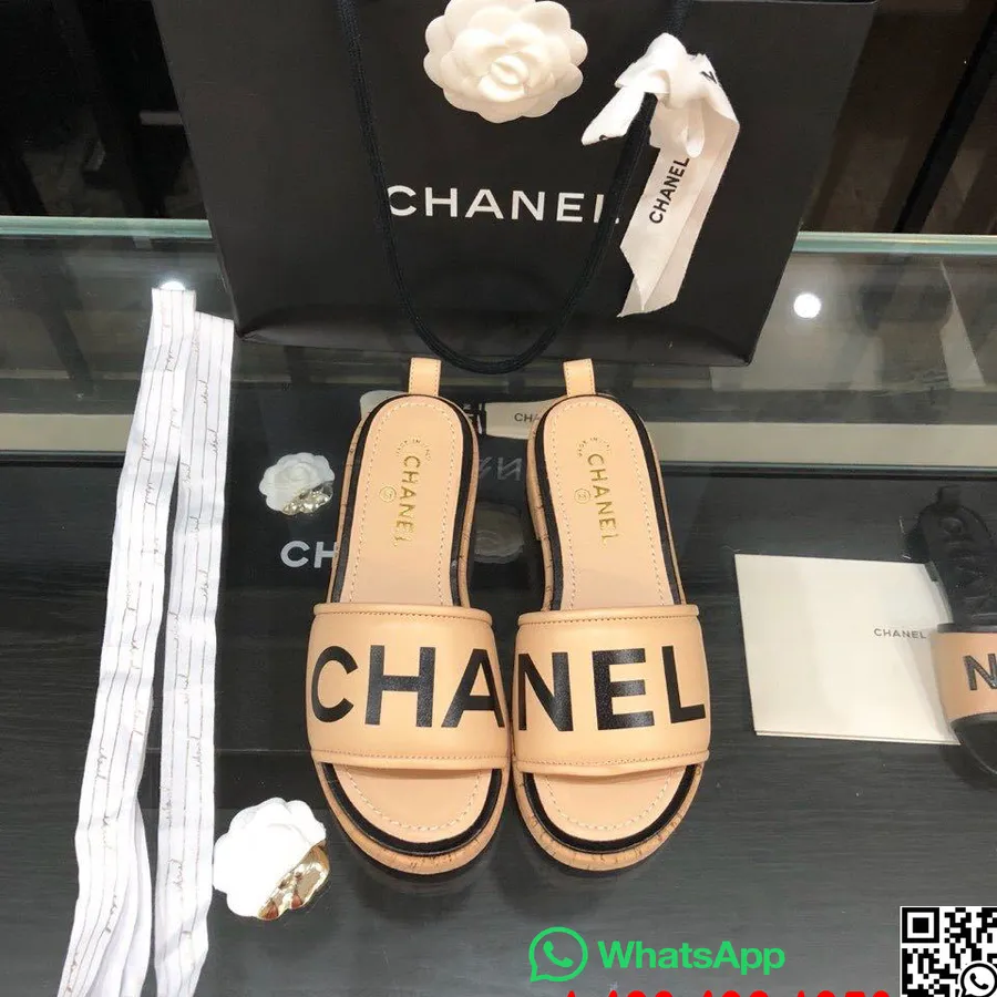 Chanel Mule Sandalen Kalbsleder Frühjahr/Sommer 2020 Act 2 Kollektion, Beige