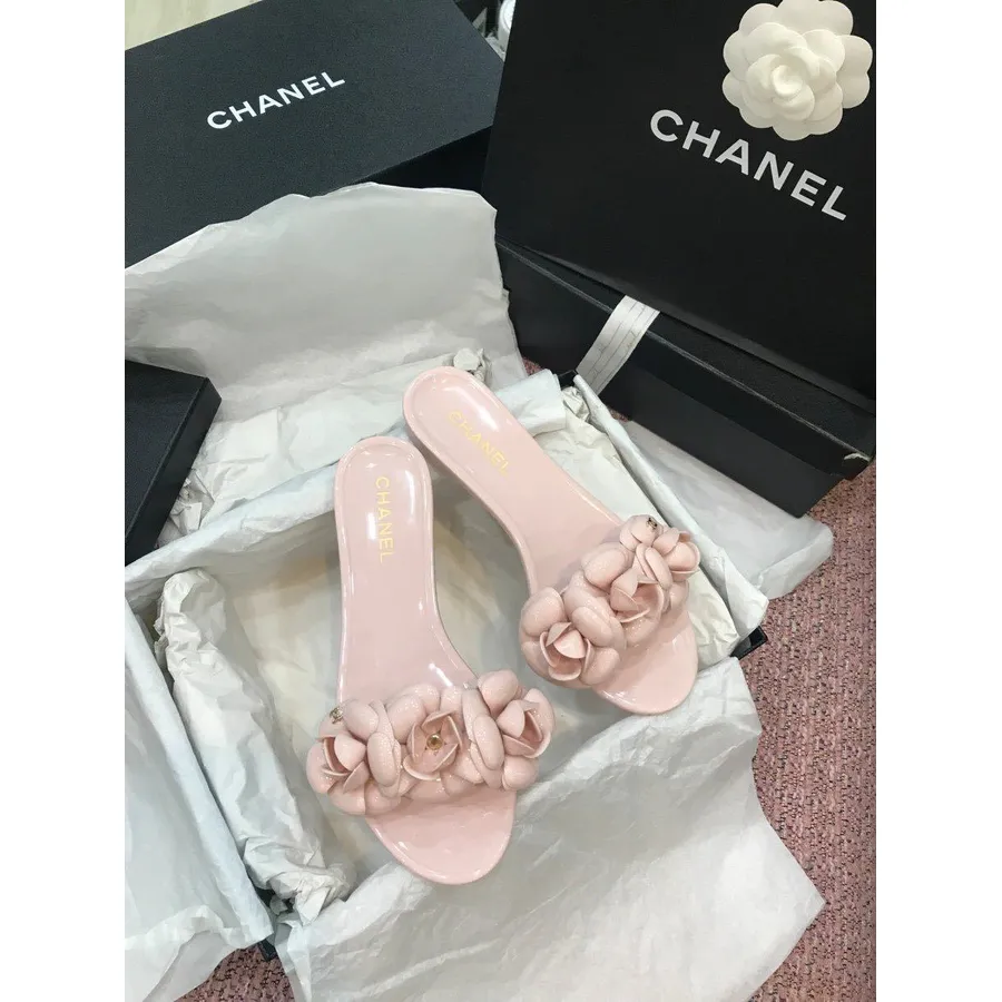 Chanel Camelia Flower Pvc Jelly Sandaler Forår/sommer 2020 Kollektion, Lys Pink